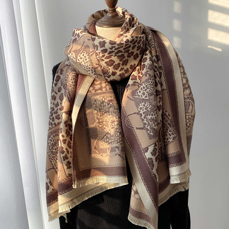 Women's Fashion Leopard Jacquard Scarf