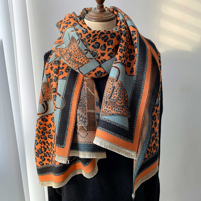 Women's Fashion Leopard Jacquard Scarf