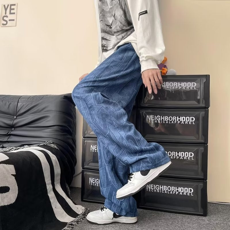 Ins High Street Fashion Brand Hong Kong Style Hip Hop Straight Loose-fitting Mopping Pants