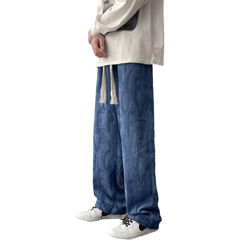 Ins High Street Fashion Brand Hong Kong Style Hip Hop Straight Loose-fitting Mopping Pants