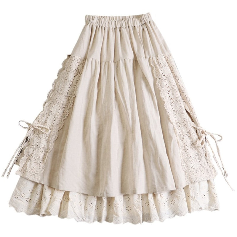 Japanese Linen Lined Lace Up Skirt