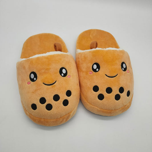 Simulation Milk Tea Plush Slippers Cute And Funny Pearl