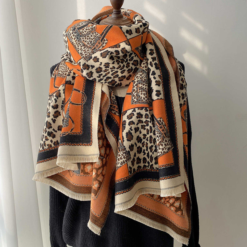 Women's Fashion Leopard Jacquard Scarf