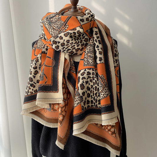 Women's Fashion Leopard Jacquard Scarf