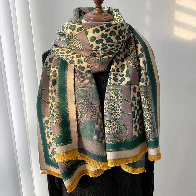 Women's Fashion Leopard Jacquard Scarf