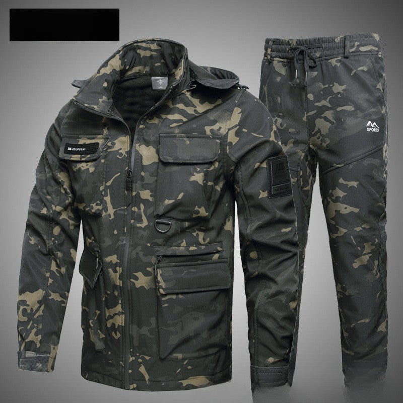 Fleece-lined Warm Waterproof Labor Protection Camouflage Clothing Wear-resistant Outdoor Mountaineering