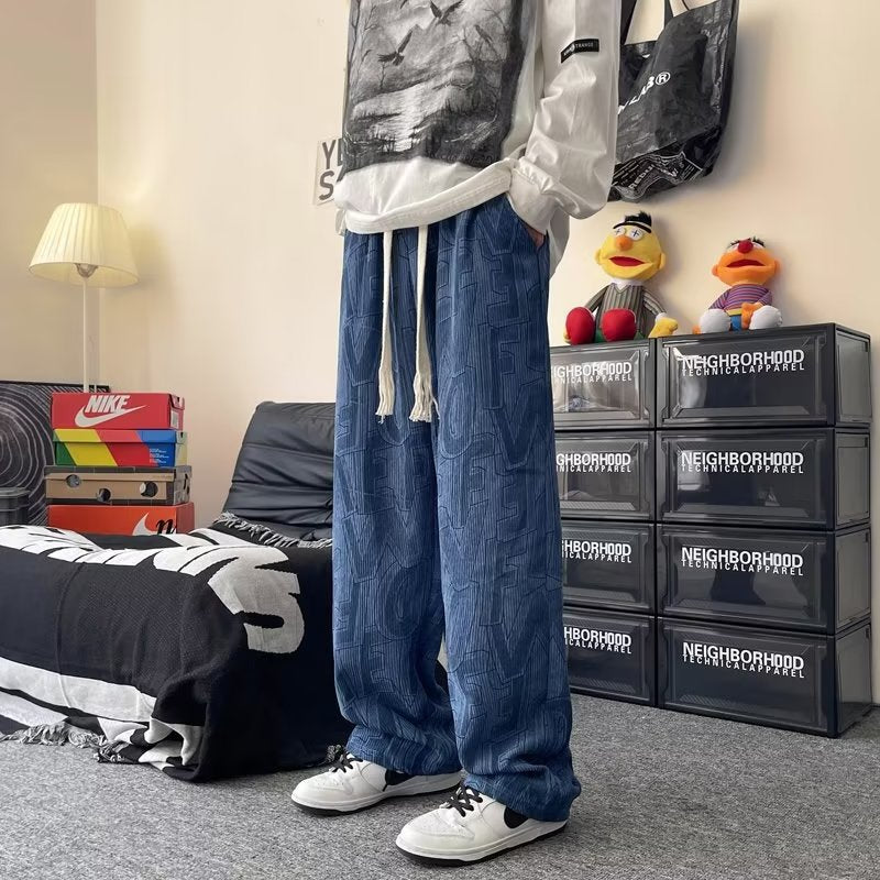 Ins High Street Fashion Brand Hong Kong Style Hip Hop Straight Loose-fitting Mopping Pants